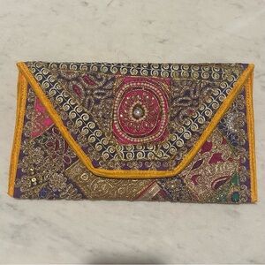 Embroidered Multicolor Clutch